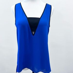 Express top - Royal Blue sleeveless top - Blue and black blouse - summer blouse